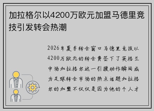 加拉格尔以4200万欧元加盟马德里竞技引发转会热潮